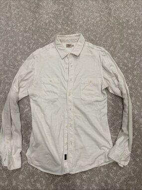 Faherty Cream Long-Sleeve Casual Button-Down Shirt